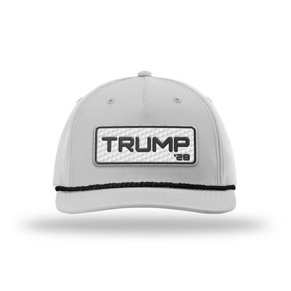 Five Panel Classic Rope / Light Gray/Black Trump 28 Golf Patch Rope Hat maga trump