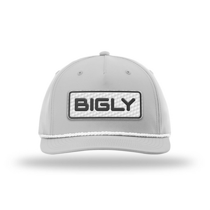 Five Panel Classic Rope / Light Gray/White Bigly Golf Patch Rope Hat maga trump