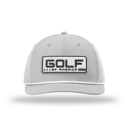 Five Panel Classic Rope / Light Gray/White Golf of America Golf Patch Rope Hat maga trump