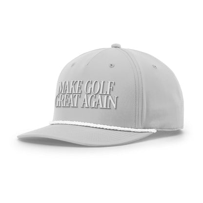 Five Panel Classic Rope / Light Grey and White / OS MAKE GOLF GREAT AGAIN Rope Hat maga trump