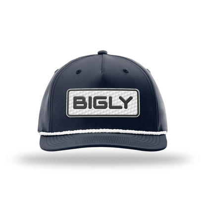 Five Panel Classic Rope / Navy/White Bigly Golf Patch Rope Hat maga trump