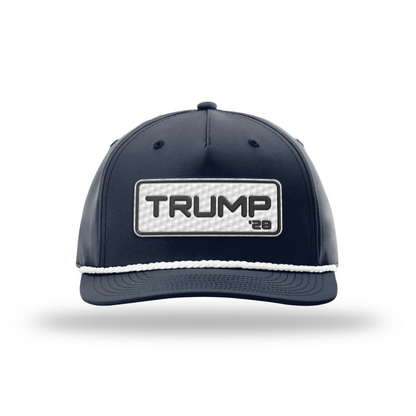 Five Panel Classic Rope / Navy/White Trump 28 Golf Patch Rope Hat maga trump