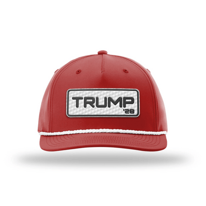 Five Panel Classic Rope / Red/White Trump 28 Golf Patch Rope Hat maga trump