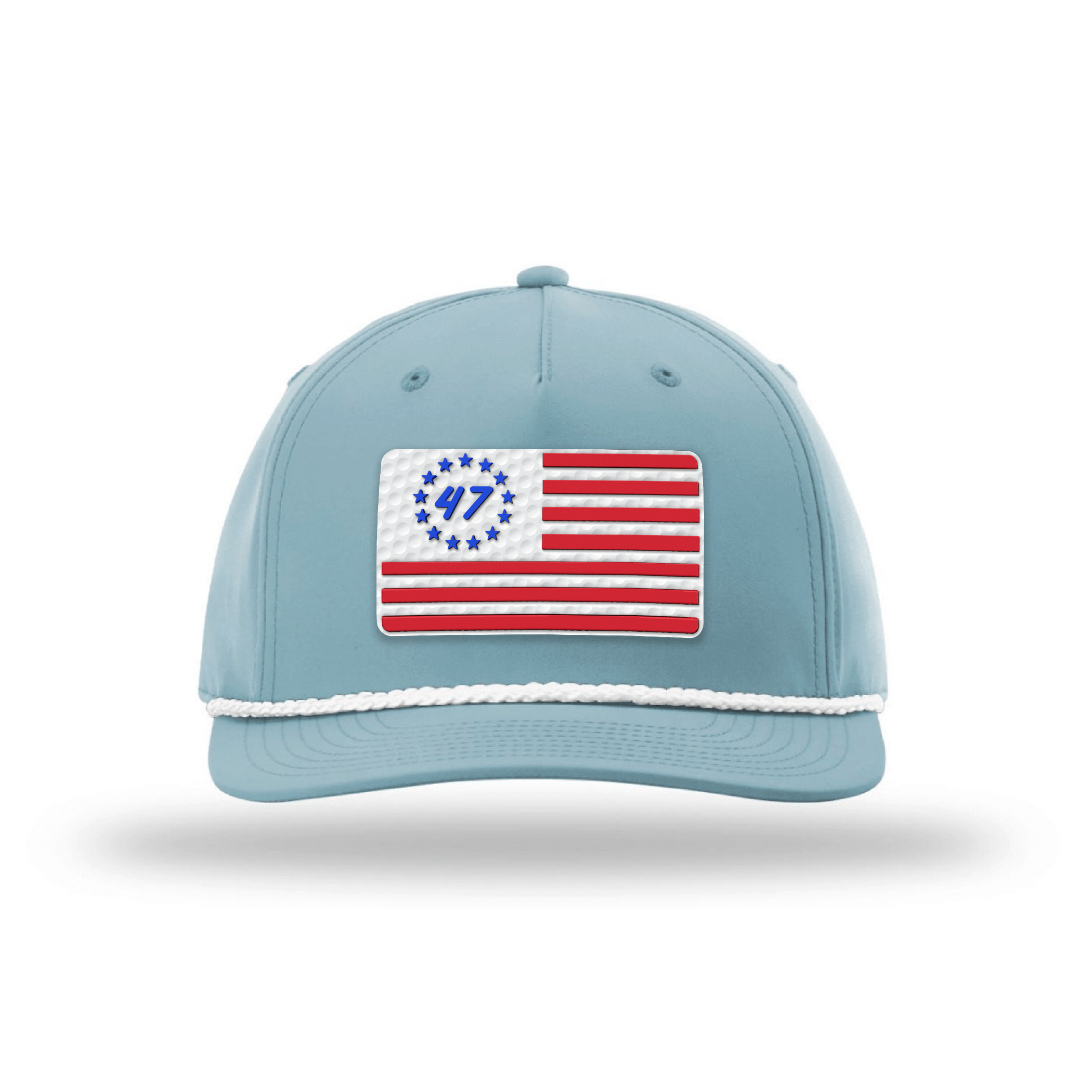 Five Panel Classic Rope / Smoke Blue/White 47 Flag Patch Rope Hat maga trump