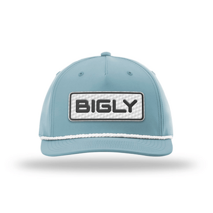 Five Panel Classic Rope / Smoke Blue/White Bigly Golf Patch Rope Hat maga trump