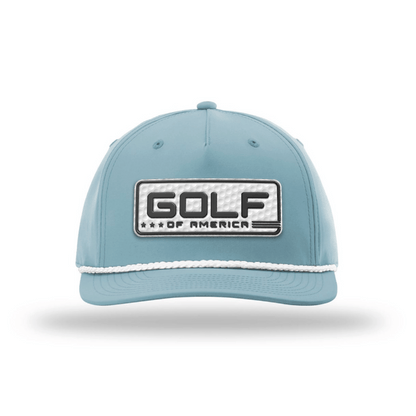 Five Panel Classic Rope / Smoke Blue/White Golf of America Golf Patch Rope Hat maga trump