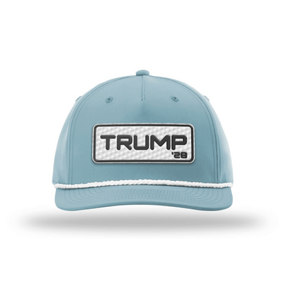 Five Panel Classic Rope / Smoke Blue/White Trump 28 Golf Patch Rope Hat maga trump