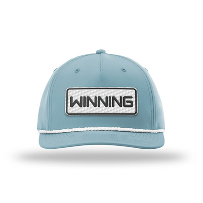 Five Panel Classic Rope / Smoke Blue/White Winning Golf Patch Rope Hat maga trump