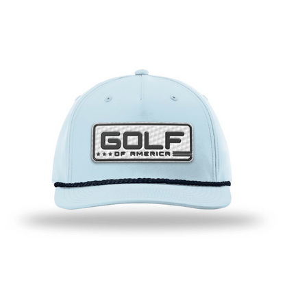 Five Panel Classic Rope / Soft Blue/Navy Golf of America Golf Patch Rope Hat maga trump
