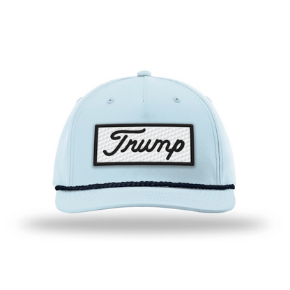 Five Panel Classic Rope / Soft Blue / Navy Trump Golf Ball Patch Rope Hat maga trump