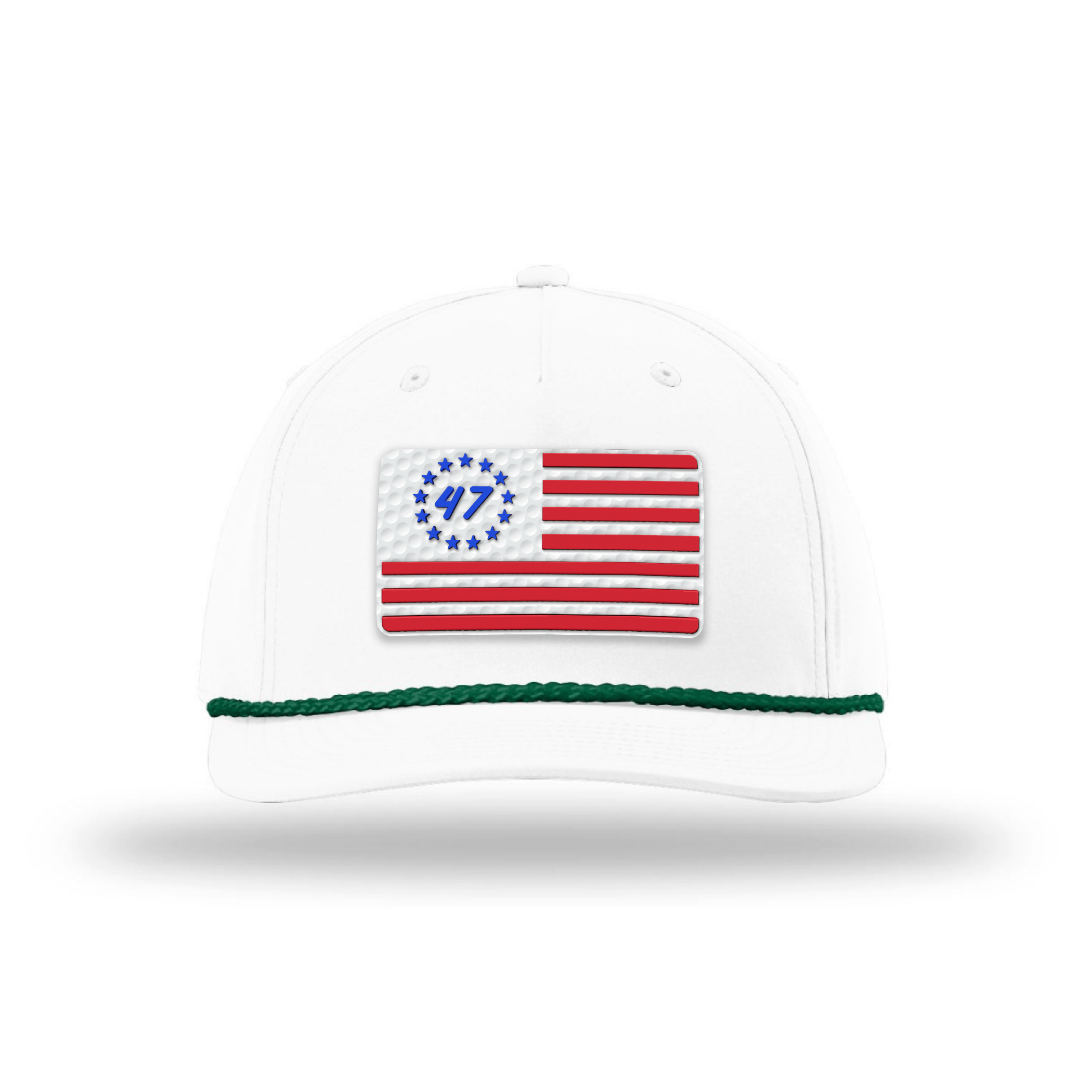 Five Panel Classic Rope / White/Green 47 Flag Patch Rope Hat maga trump