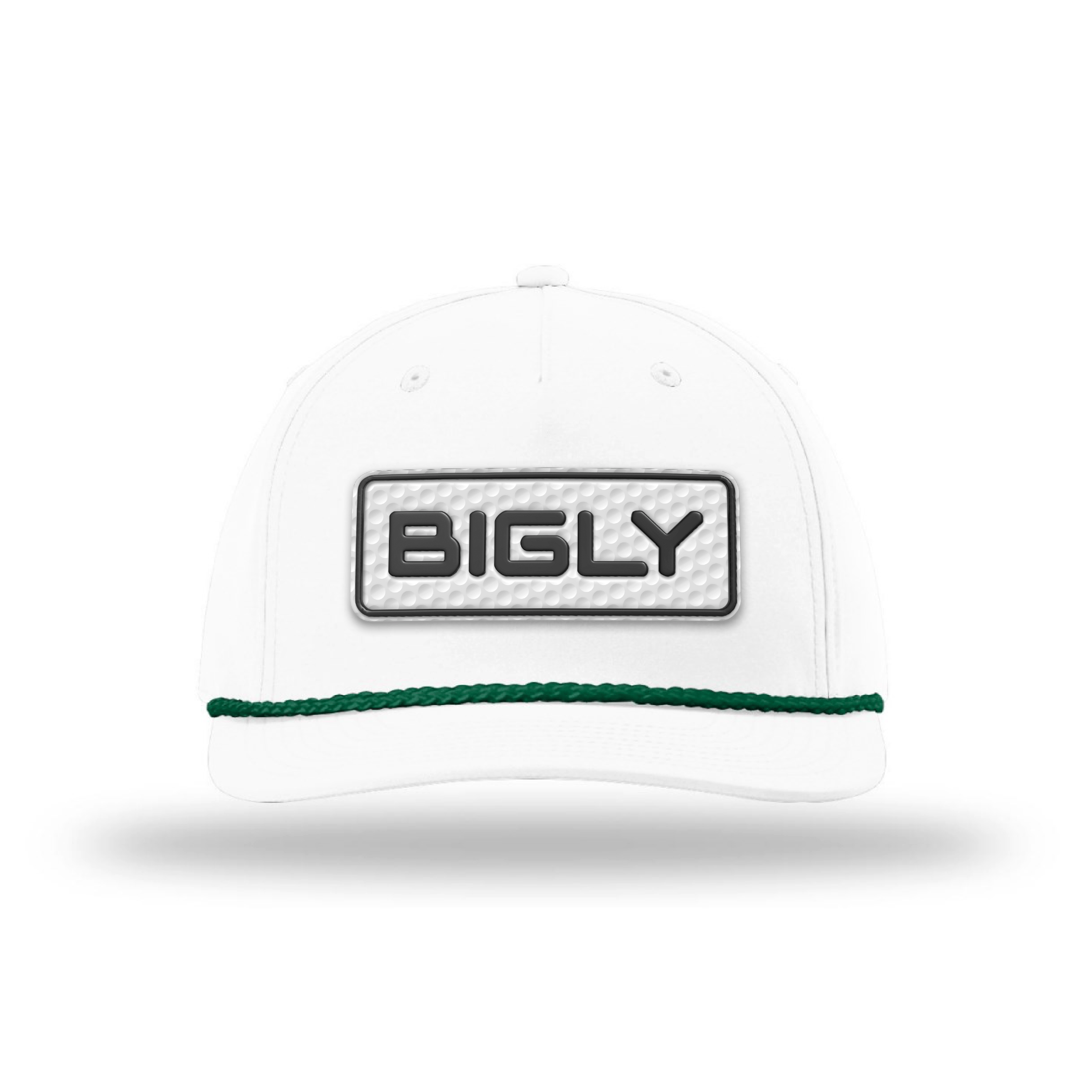 Five Panel Classic Rope / White/Green Bigly Golf Patch Rope Hat maga trump