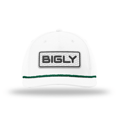 Five Panel Classic Rope / White/Green Bigly Golf Patch Rope Hat maga trump