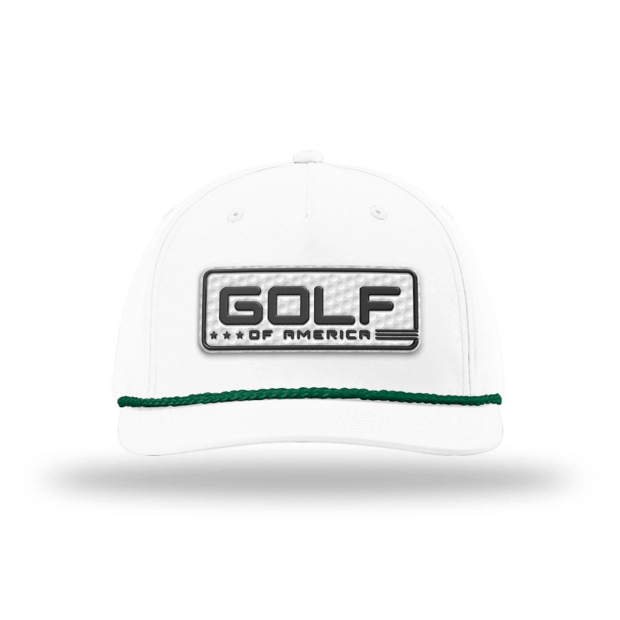 Five Panel Classic Rope / White/Green Golf of America Golf Patch Rope Hat maga trump