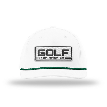 Five Panel Classic Rope / White/Green Golf of America Golf Patch Rope Hat maga trump