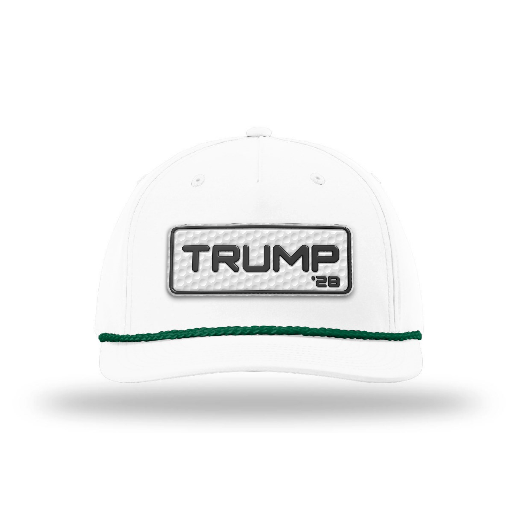 Five Panel Classic Rope / White/Green Trump 28 Golf Patch Rope Hat maga trump