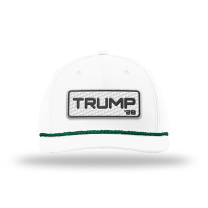 Five Panel Classic Rope / White/Green Trump 28 Golf Patch Rope Hat maga trump