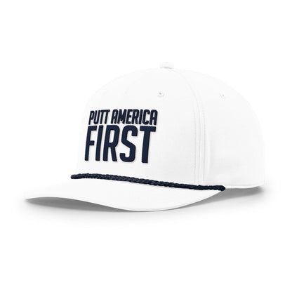 Five Panel Classic Rope / White/Navy / OS Putt America First Rope Hat maga trump