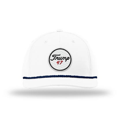 Five Panel Classic Rope / White-Navy Trump 47 Golf Ball Rope Hat maga trump