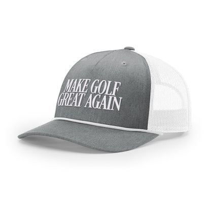 Five Panel Trucker with Rope / Heather Gray/White / OS Make Golf Great Again Rope Trucker Hat maga trump