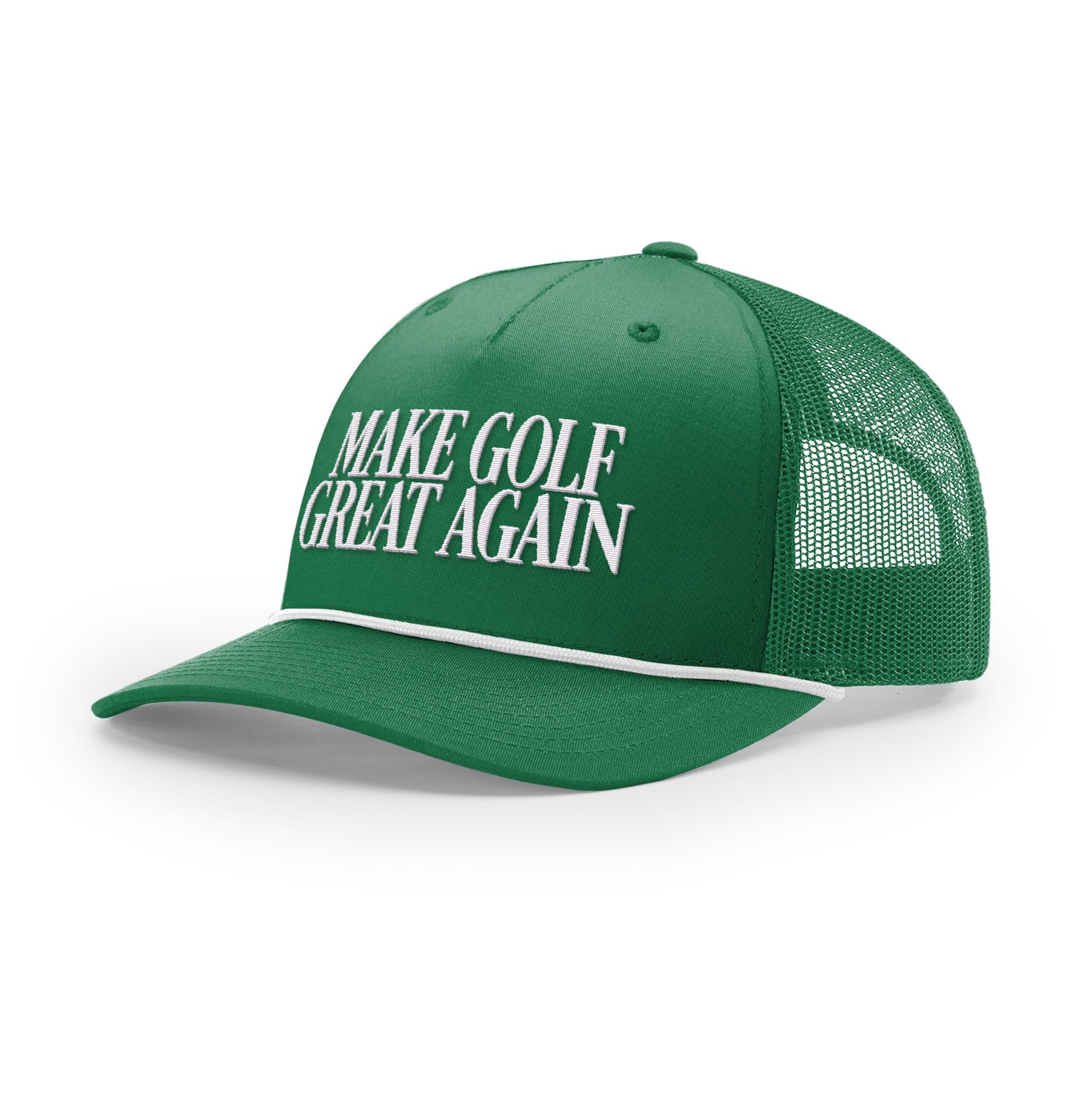 Five Panel Trucker with Rope / Kelly/White / OS Make Golf Great Again Rope Trucker Hat maga trump