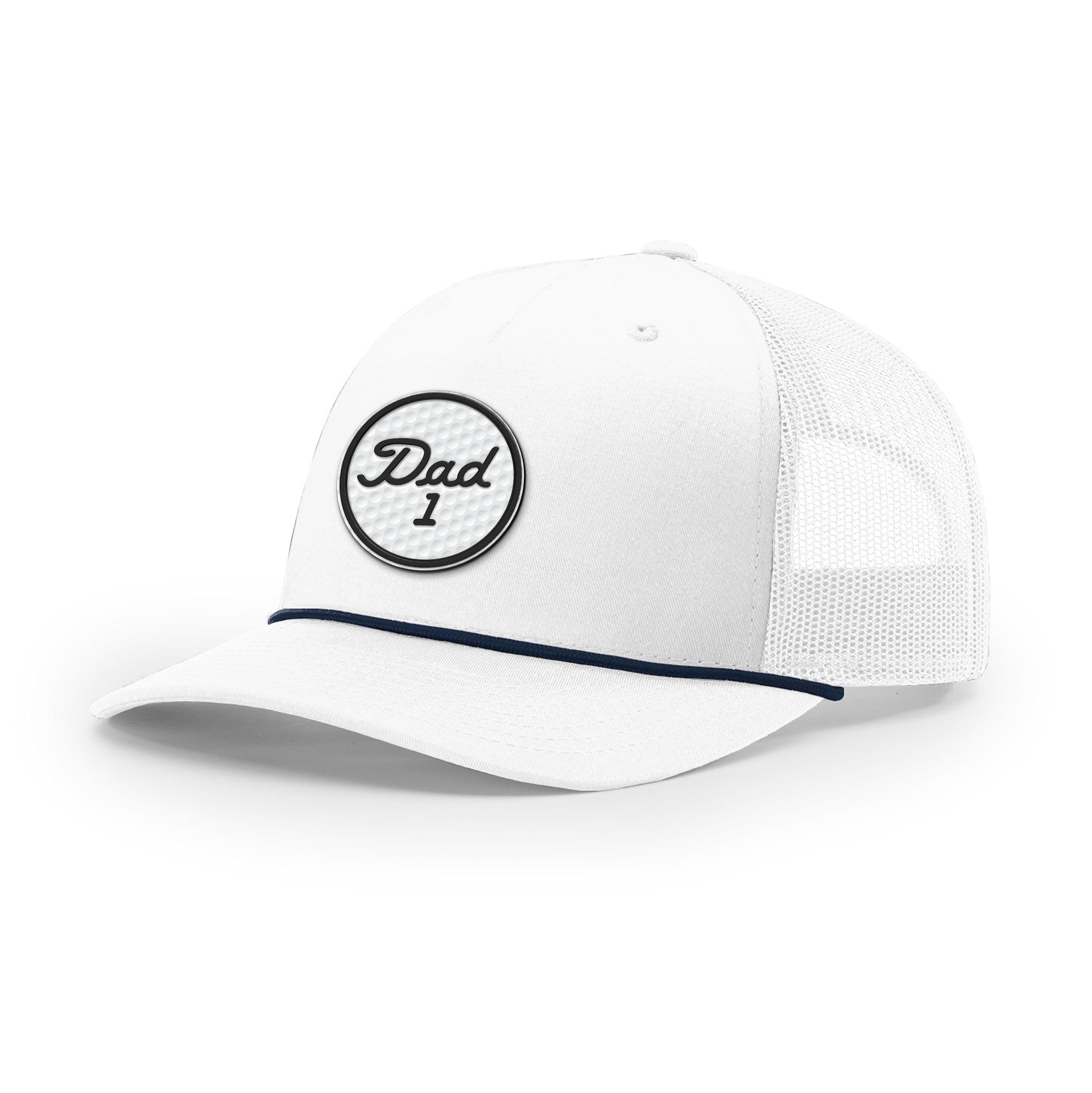 Five Panel Trucker with Rope / Navy/White / OS #1 Dad Golf Ball Circle Patch Rope Trucker Hat maga trump