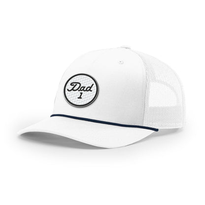 Five Panel Trucker with Rope / Navy/White / OS #1 Dad Golf Ball Circle Patch Rope Trucker Hat maga trump