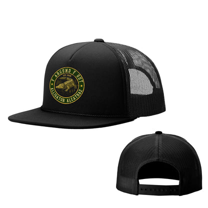 Foamie Trucker Cap / Black F Around F Out Alligator Alcatraz Foamie Hats maga trump