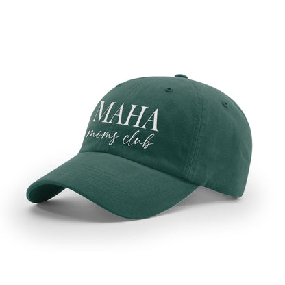 GARMENT WASHED TWILL / Dark Green / OS MAHA Moms Club Mom Hat maga trump