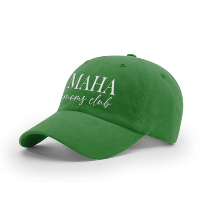 GARMENT WASHED TWILL / Kelly Green / OS MAHA Moms Club Mom Hat maga trump