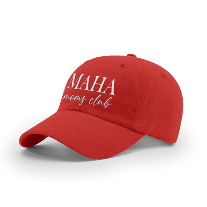 GARMENT WASHED TWILL / Red / OS MAHA Moms Club Mom Hat maga trump