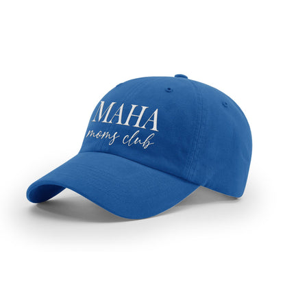 GARMENT WASHED TWILL / Royal / OS MAHA Moms Club Mom Hat maga trump