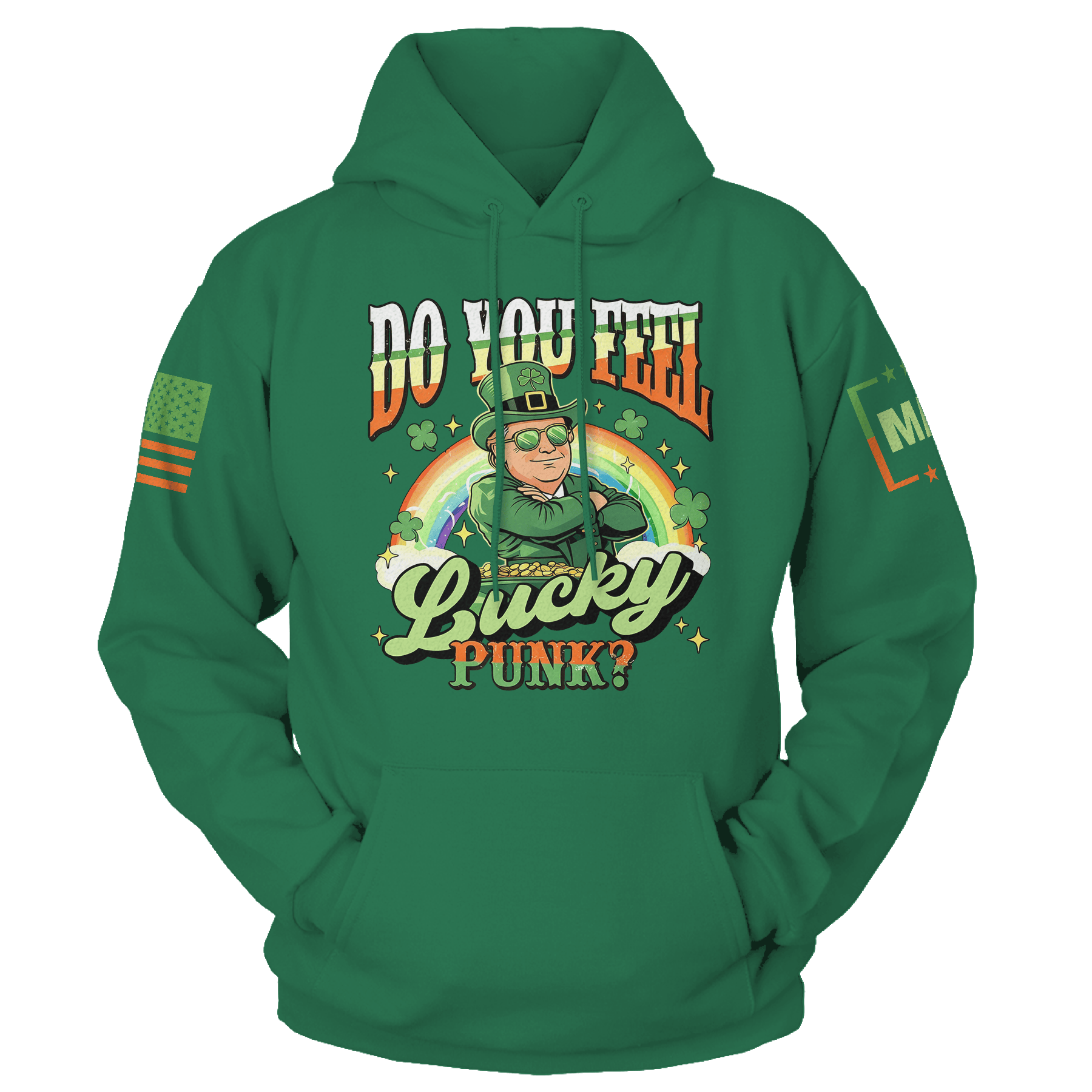 Green / S Do You Feel Lucky - St Paddy Trump Hoodie maga trump