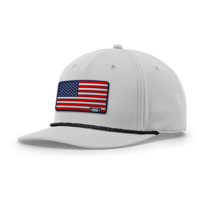 Heather Gray/Black American Dad Flag Rope Hat maga trump