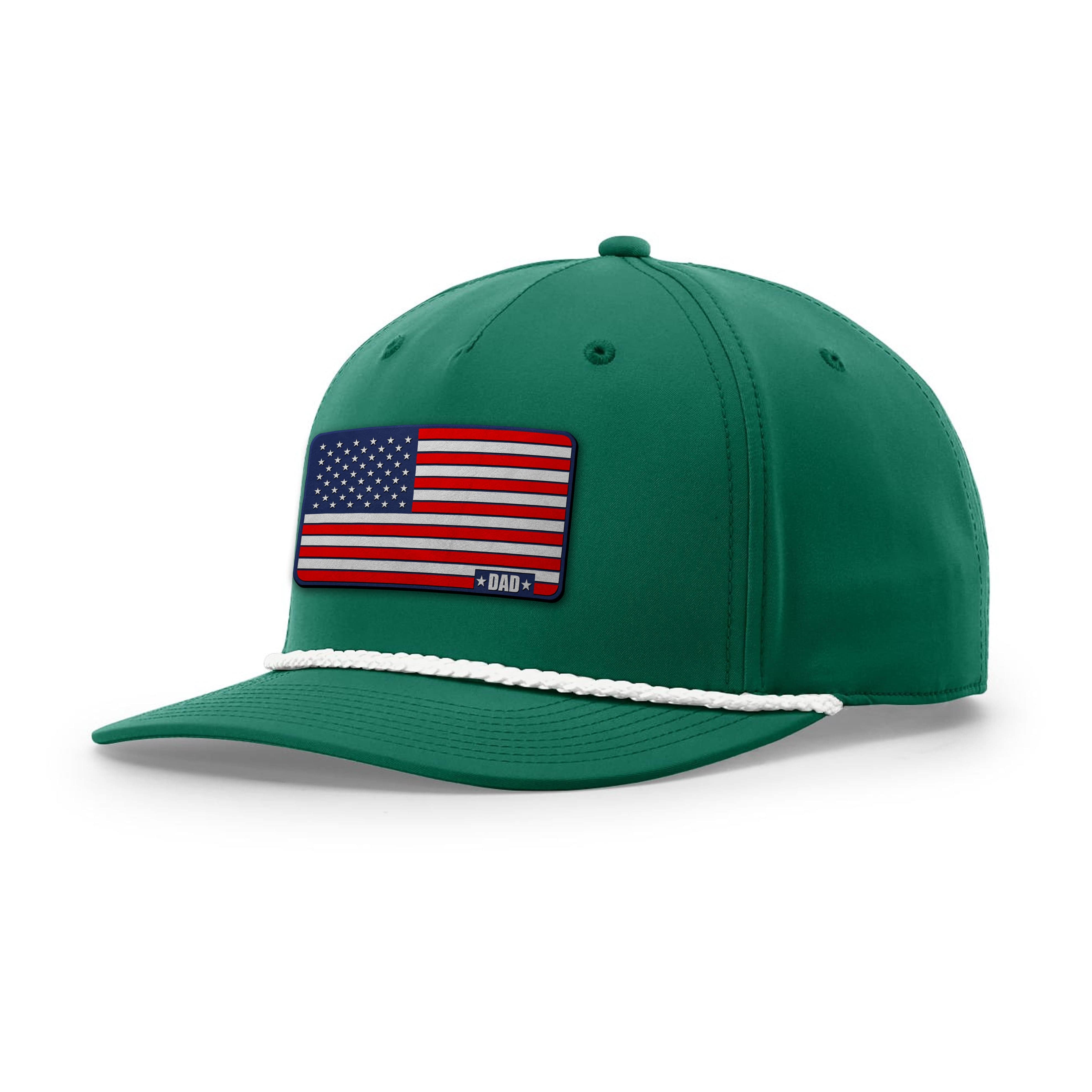 Kelly Green/White American Dad Flag Rope Hat maga trump