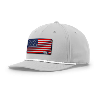 Light Gray/White American Dad Flag Rope Hat maga trump