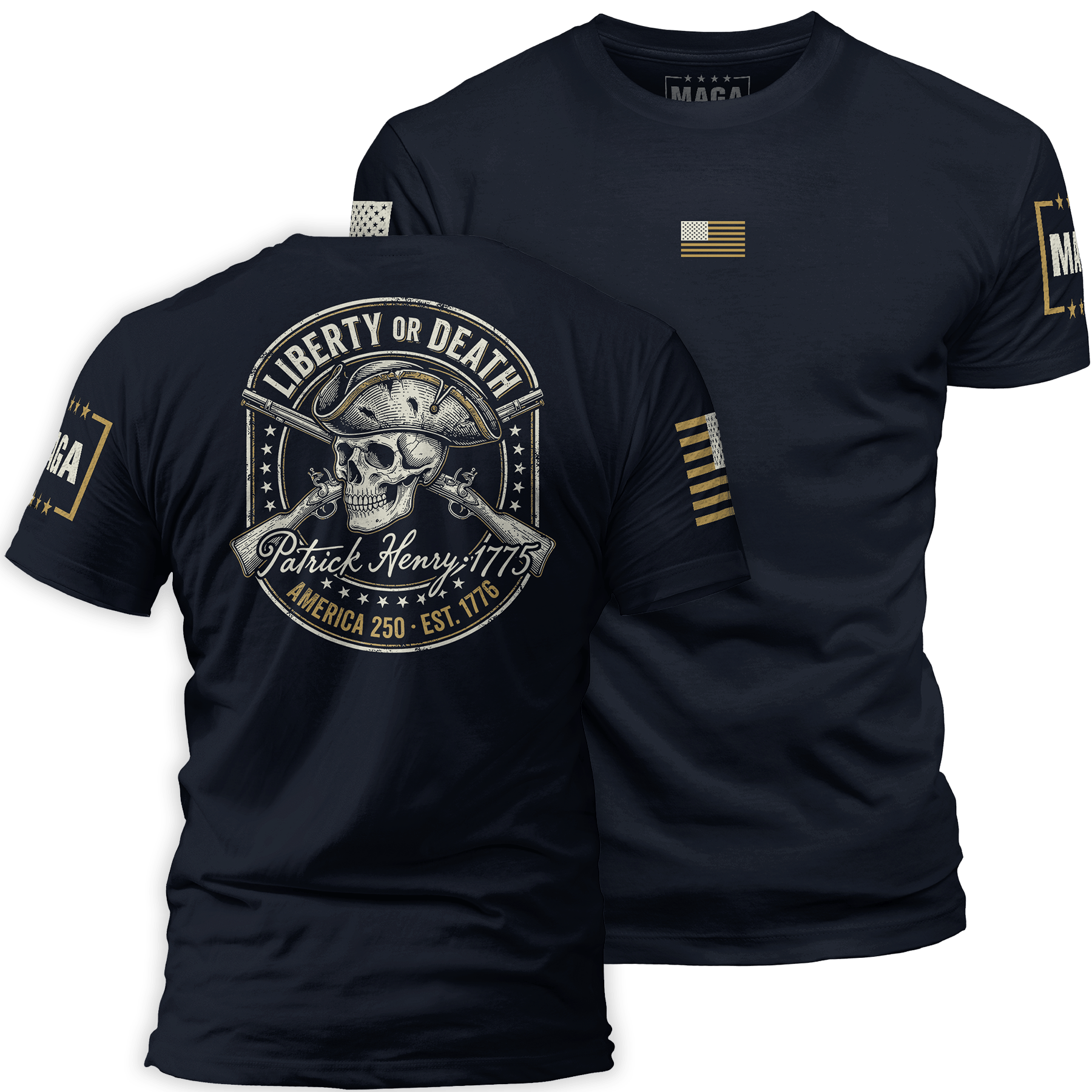 Navy / S Liberty or Death - Patrick Henry 1775 maga trump