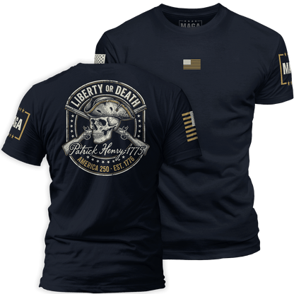 Navy / S Liberty or Death - Patrick Henry 1775 maga trump