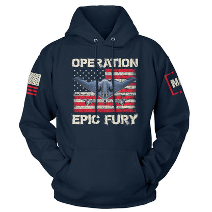Navy / S Operation Epic Fury Hoodie maga trump