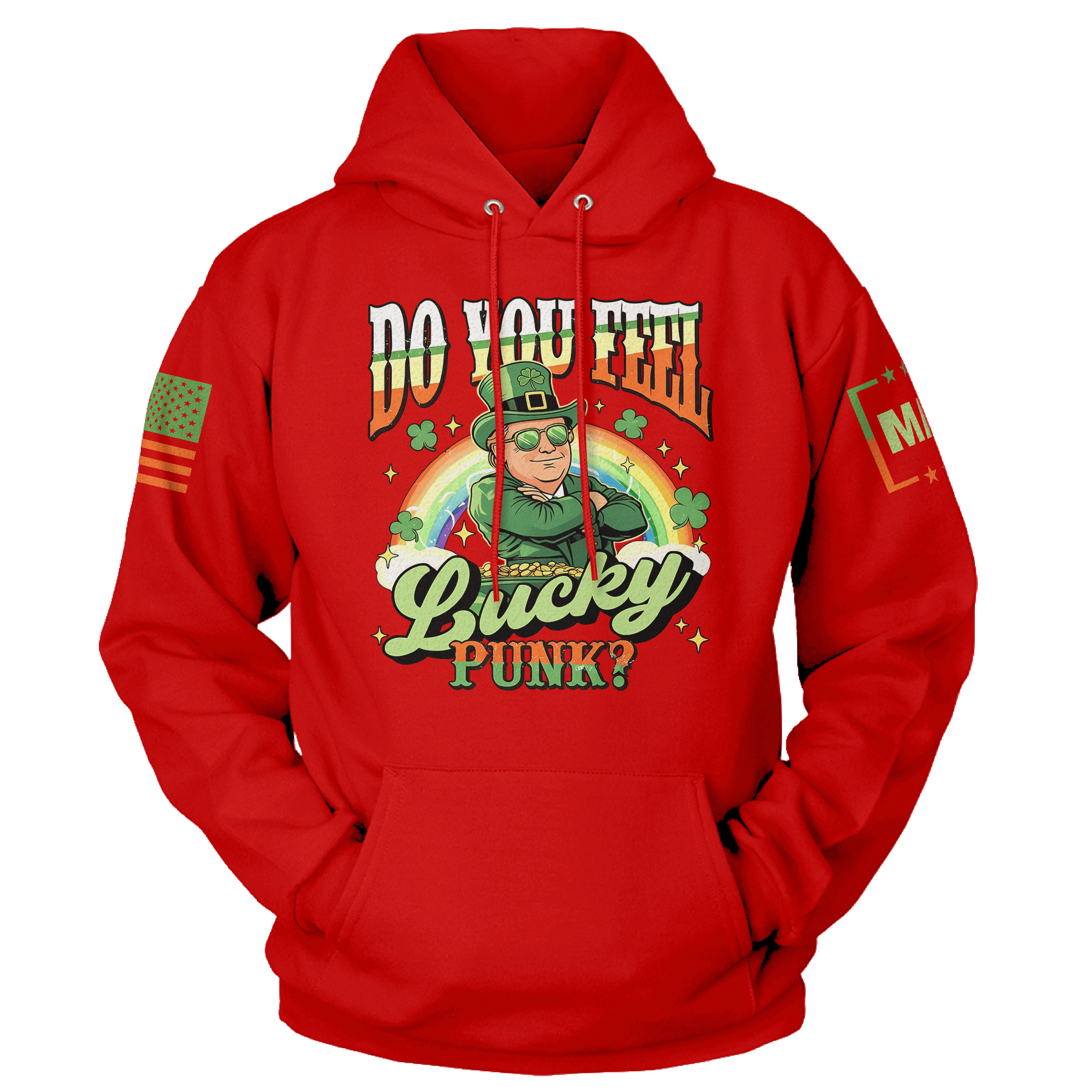Red / S Do You Feel Lucky - St Paddy Trump Hoodie maga trump