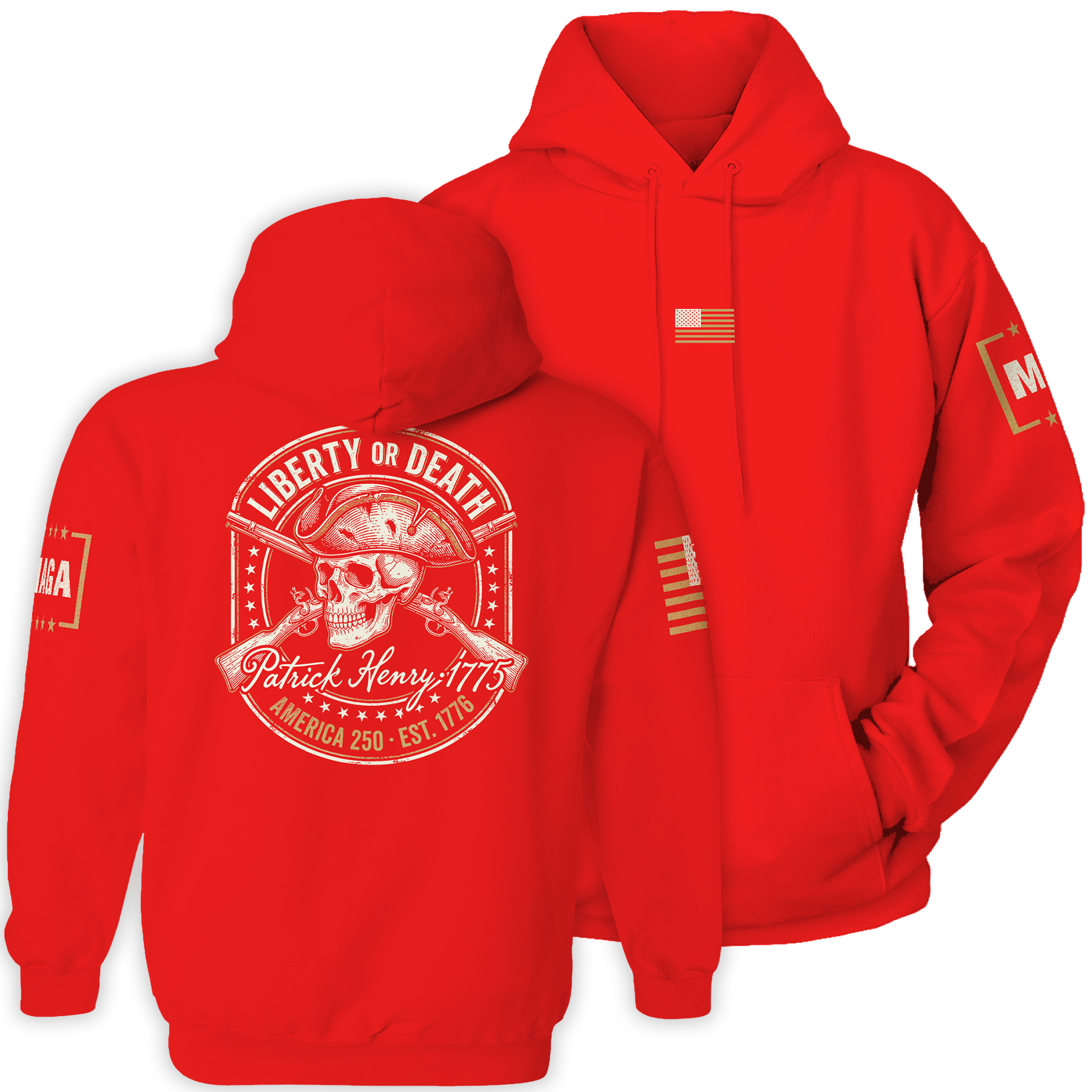 Red / S Liberty or Death - Patrick Henry 1775 Hoodie maga trump