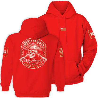 Red / S Liberty or Death - Patrick Henry 1775 Hoodie maga trump