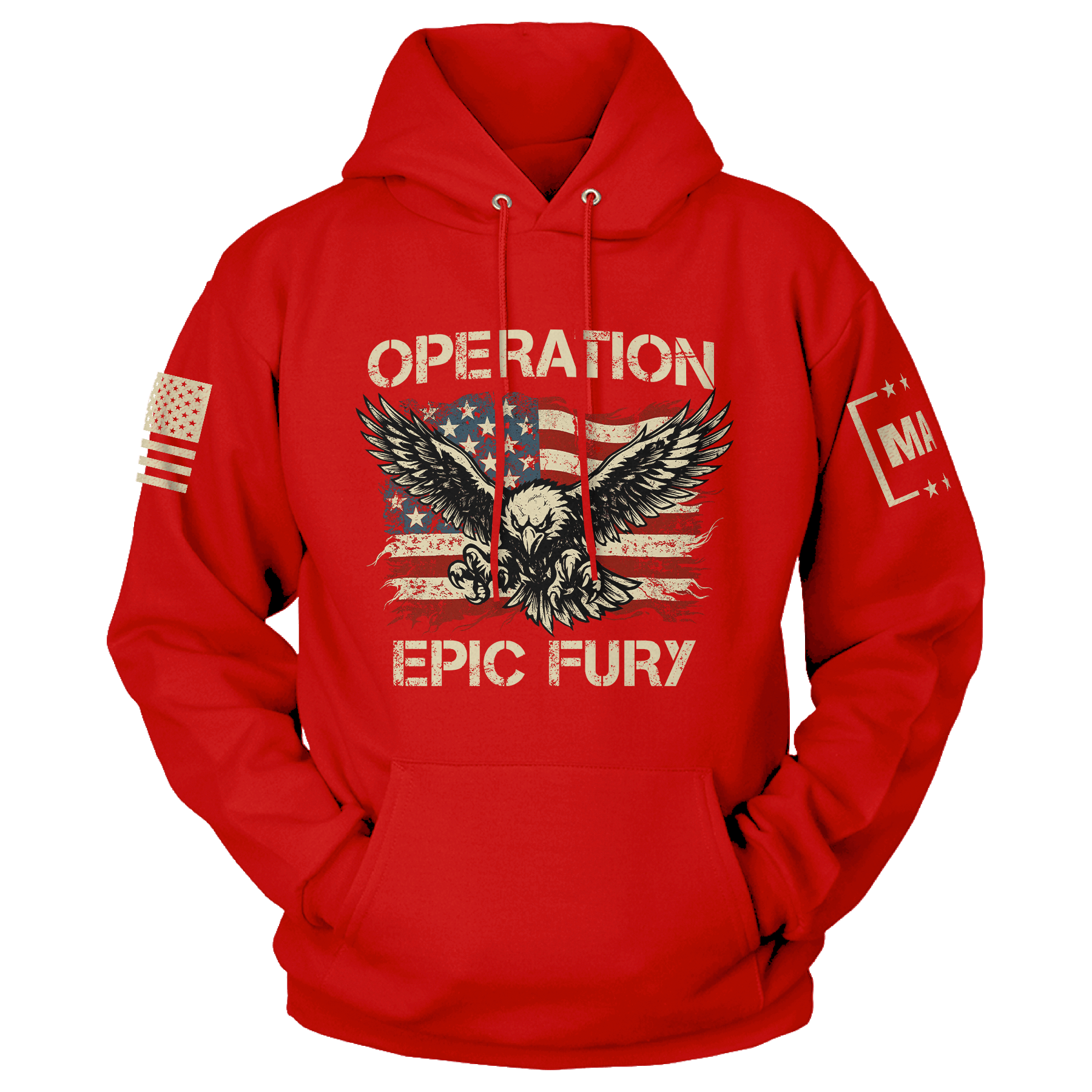Red / S Operation Epic Fury Eagle Hoodie maga trump