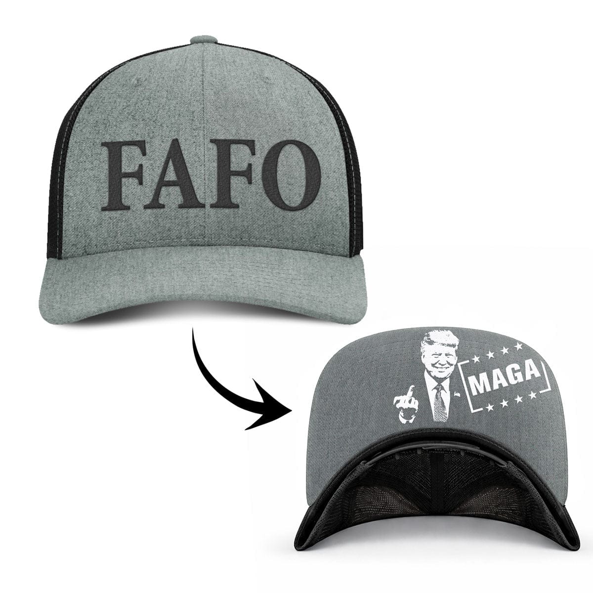 Trucker R-Flex / Heather Gray/Black / S/M FAFO Flexfit (MF Hat) maga trump