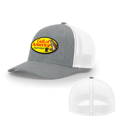 Trucker R-Flex / Heather Gray/White / S/M Gulf of America Bait Shop Flexfit Hat maga trump