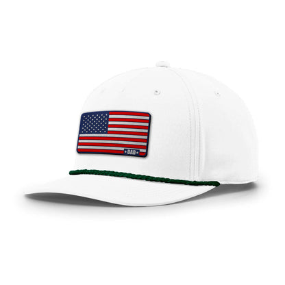 White/Kelly Green American Dad Flag Rope Hat maga trump