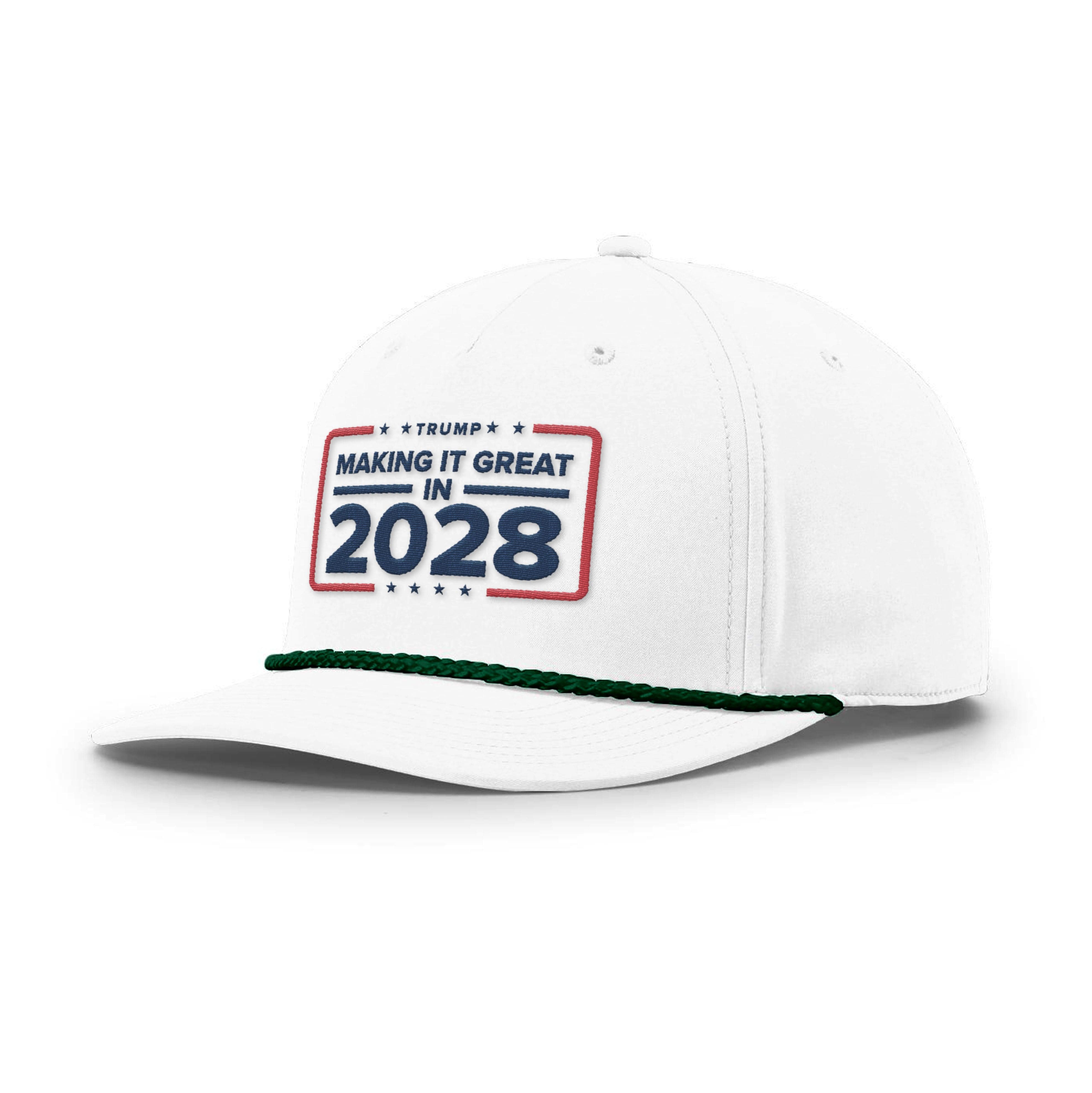 White/Kelly Green Making it Great in 2028 Rope Hat maga trump