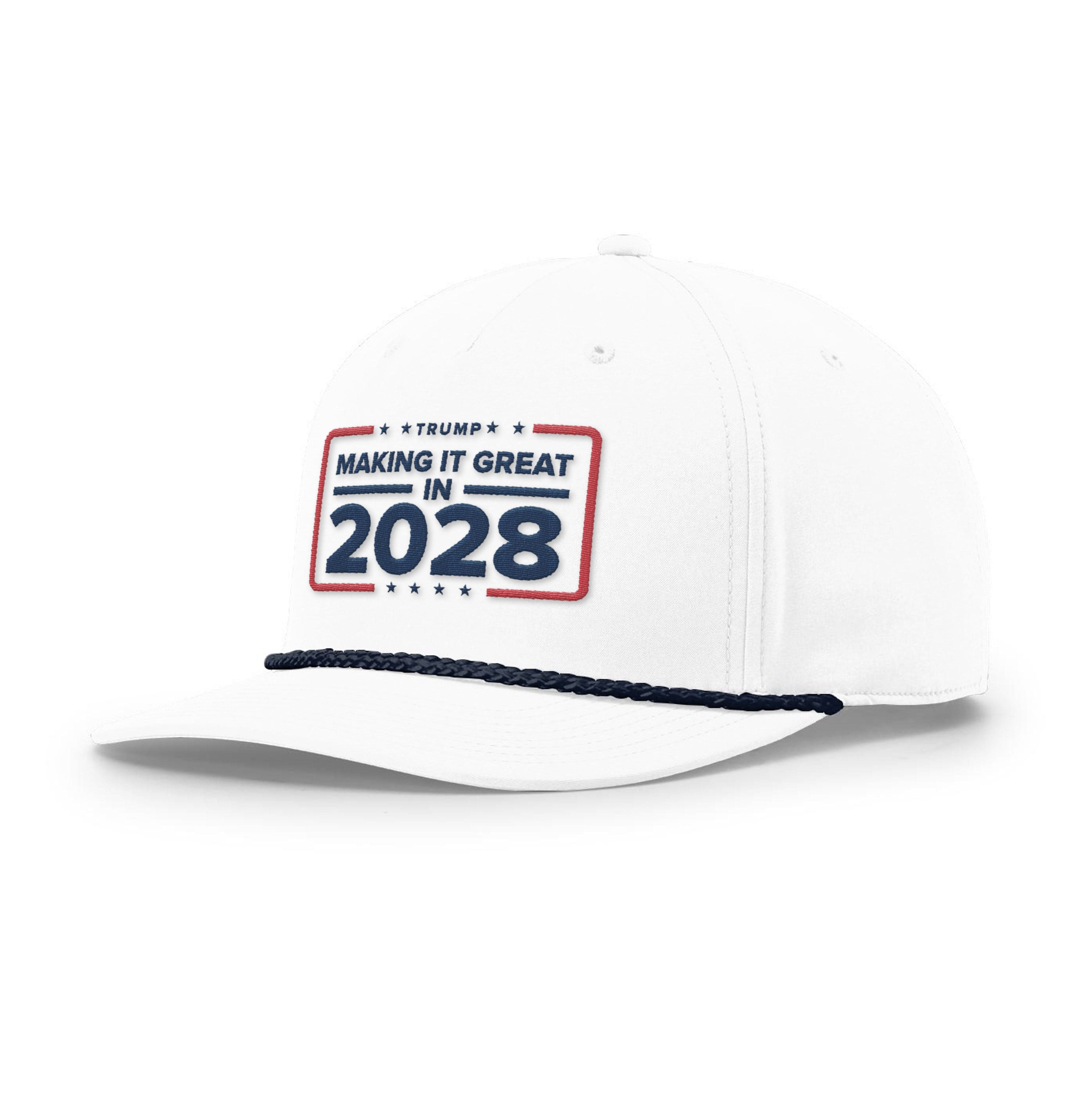 White/Navy Making it Great in 2028 Rope Hat maga trump