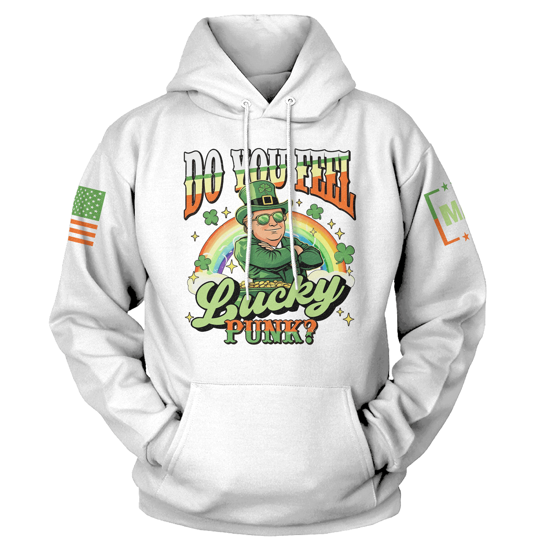 White / S Do You Feel Lucky - St Paddy Trump Hoodie maga trump