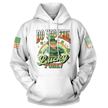 White / S Do You Feel Lucky - St Paddy Trump Hoodie maga trump